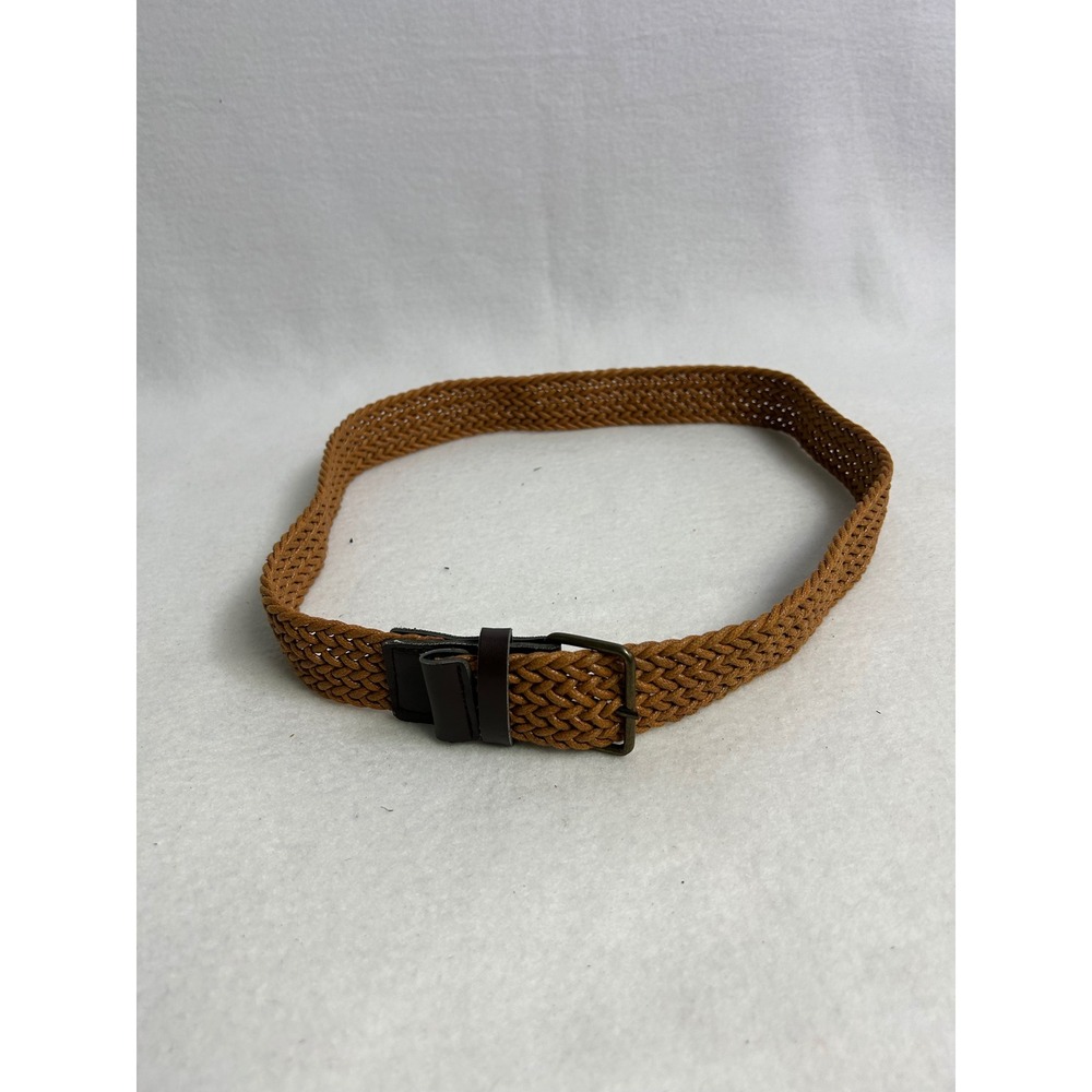 Boho Western Unbranded Women OS Tan Braided Woven Faux Leather Trim Belt